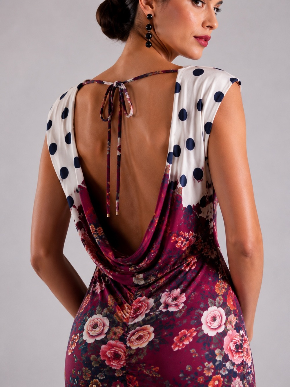 Argentine Tango Dress Open Back Floral Polka Dot Atelier Vertex
